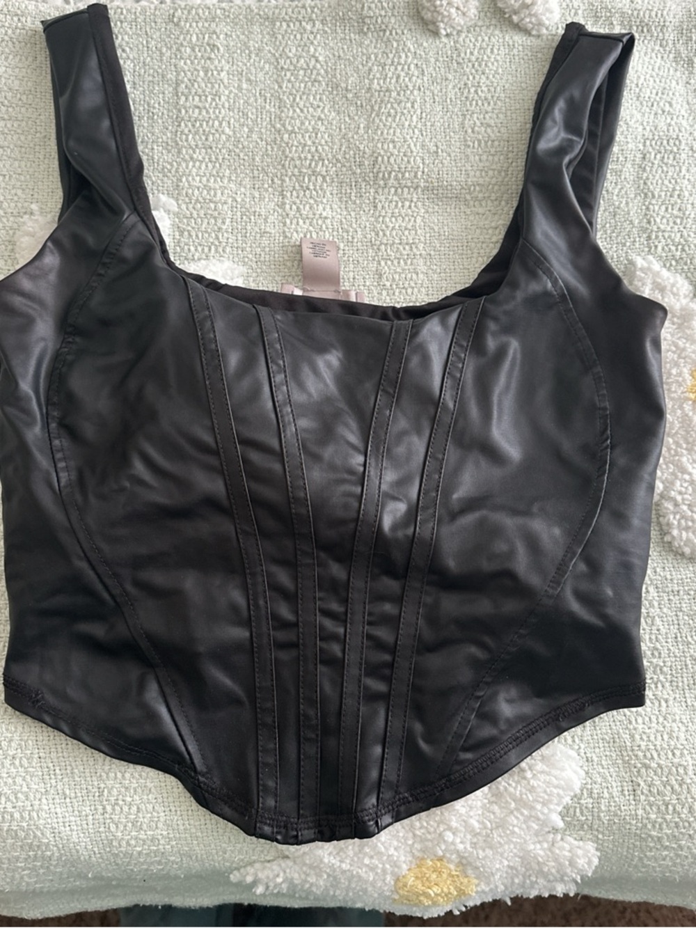 Black Faux Leather Corset Top